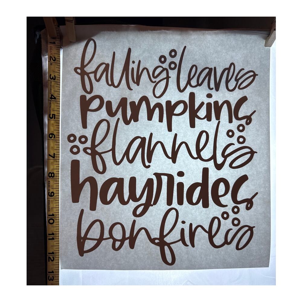 New Falling Leaves Pumpkins Flannels Hayrides Bonfire Heat Transfer T-Shirt Gift